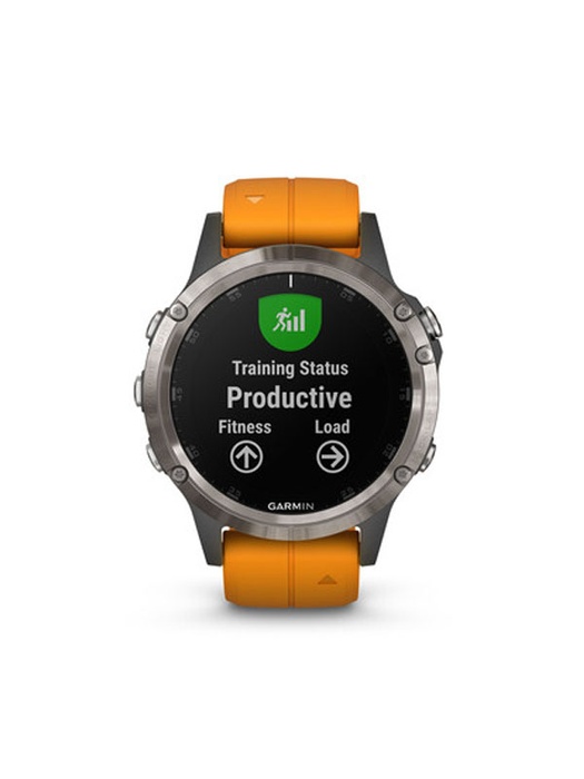 фото Garmin FENIX 5 PLUS SAPPHIRE титановый с оранжевым ремешком (010-01988-05)