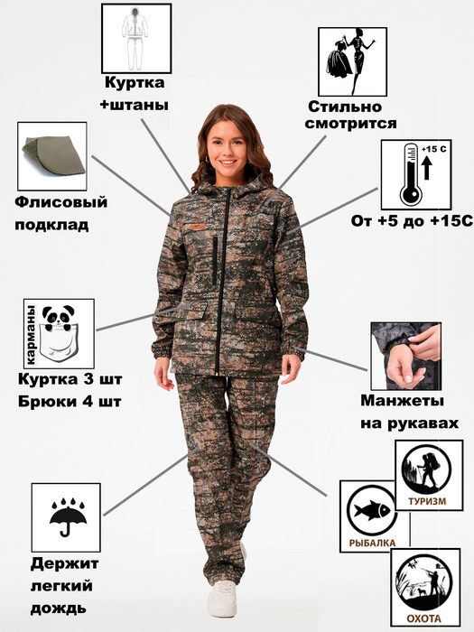 фото Женский демисезонный костюм KATRAN ВОЛГА (полофлис, сити)