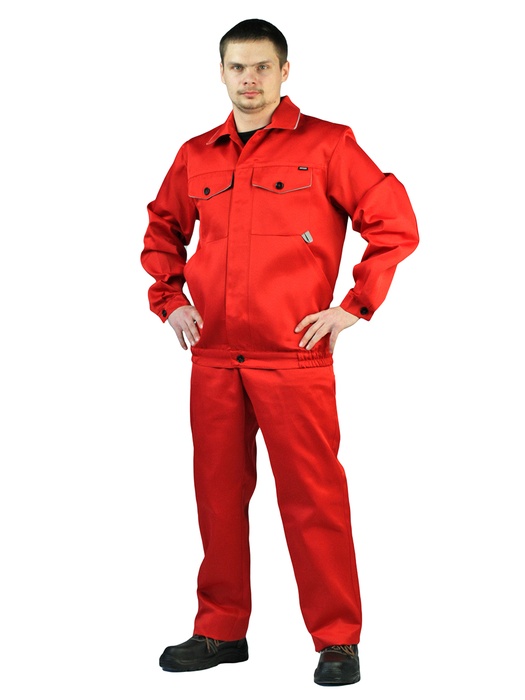 фото Костюм мужской "Дока" летний, с полукомбинезоном красный с серым