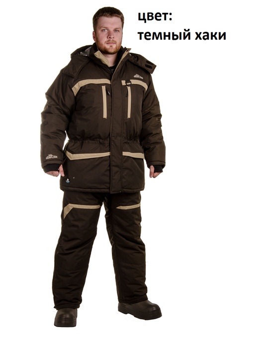 фото Зимний костюм для рыбалки «Cоболь» -45 (Таслан, темный хаки) GRAYLING