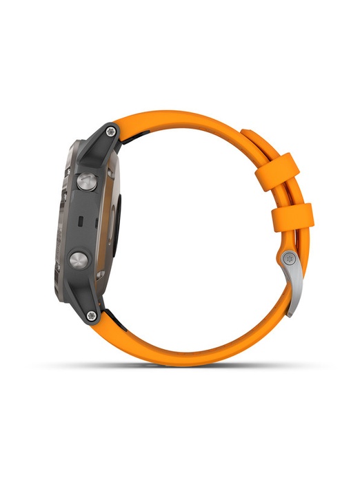 фото Garmin FENIX 5 PLUS SAPPHIRE титановый с оранжевым ремешком (010-01988-05)