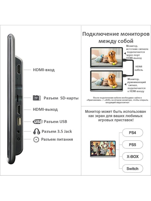 фото Навесной монитор 12,5" на подголовник ERGO ER1250BL (ANDROID 10, HDMI IN/OUT)