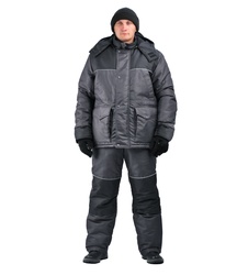 фото  Зимний костюм для работы URSUS "Восход Люкс" серый/черный (тк.плащевая POLY CLINCH) -25°C