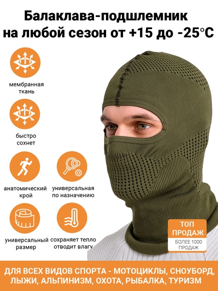 

Балаклава-подшлемник KATRAN КВАДРО хаки