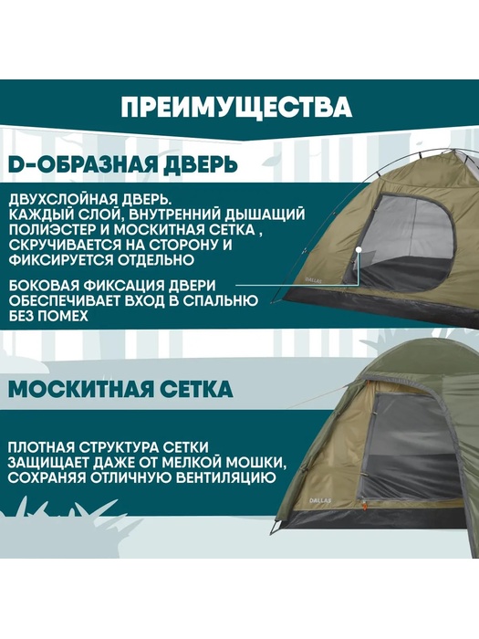 фото Палатка Jungle Camp DALLAS 2, 2-х местная, зеленая