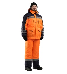 фото Зимний костюм для работы URSUS "Зимник-Сигнал" оранжевый с т.синим (Оксфорд)