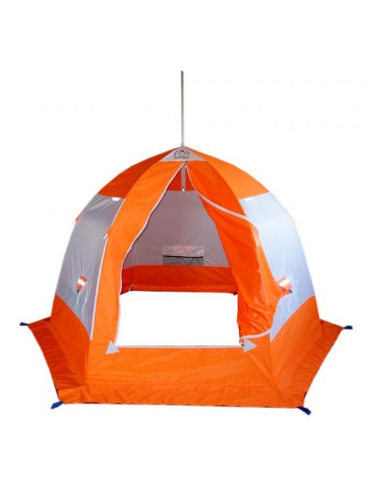 фото Палатка для зимней рыбалки "Зонт" Пингвин 3 (1-сл.) оранжевый-белый