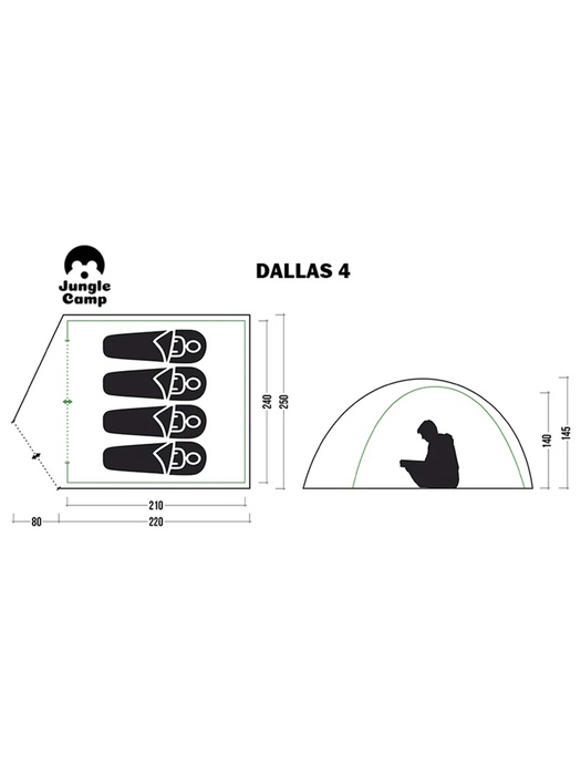 фото Палатка четырехместная JUNGLE CAMP DALLAS 4, 4-х местная