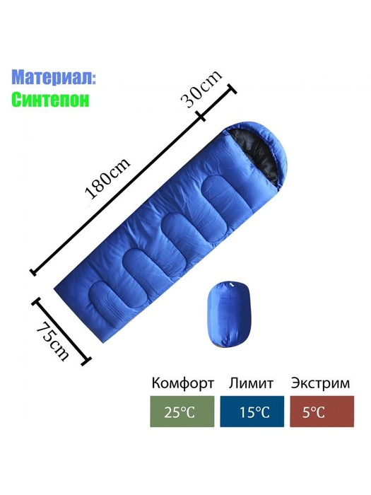 фото Спальный мешок Mircamping КС-002 синий (5 до 25℃)