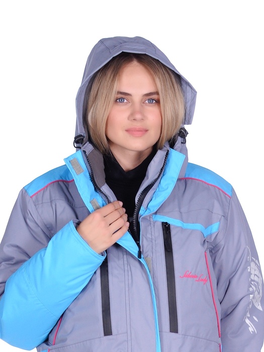 фото Женский костюм для рыбалки Siberia -35°С (Breathable, Серый/Голубой) Huntsman