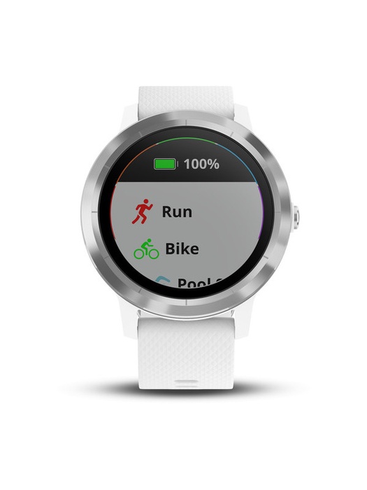 фото Garmin VIVOACTIVE 3 серебристые с белым ремешком (010-01769-22)