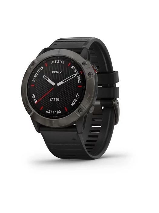 фото Garmin FENIX 6X Sapphire серый DLC (010-02157-11) с черным ремешком