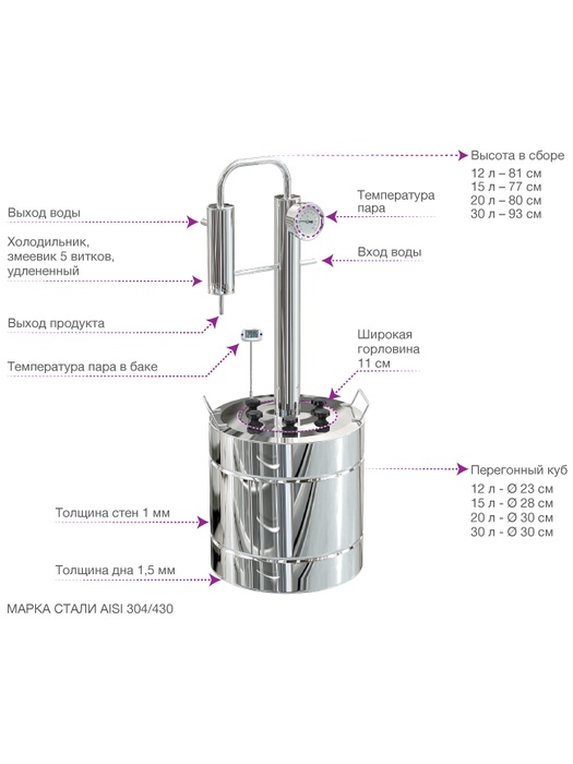 фото Самогонный аппарат (дистиллятор) ФЕНИКС Элегант Про  30 литров