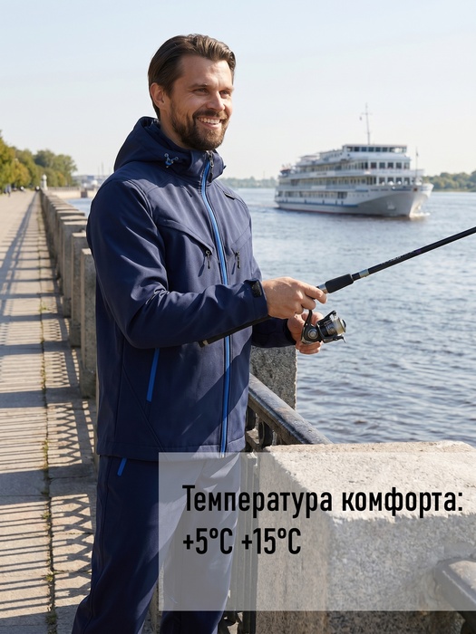фото Костюм демисезонный мембранный для рыбалки KATRAN СИРИУС +5°C (СофтШелл, темно-синий)