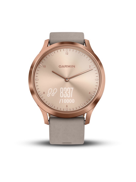 фото Garmin VIVOMOVE HR розовое золото с бежевым кожаным ремешком (010-01850-09)