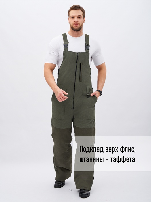 фото Полукомбинезон зимний утепленный для охоты и рыбалки KATRAN СЕВЕР -35С (исландия, хаки) без куртки