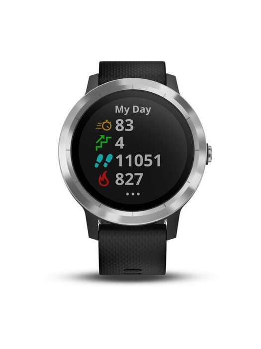 фото Garmin VIVOACTIVE 3 серебристые с черным ремешком (010-01769-02)