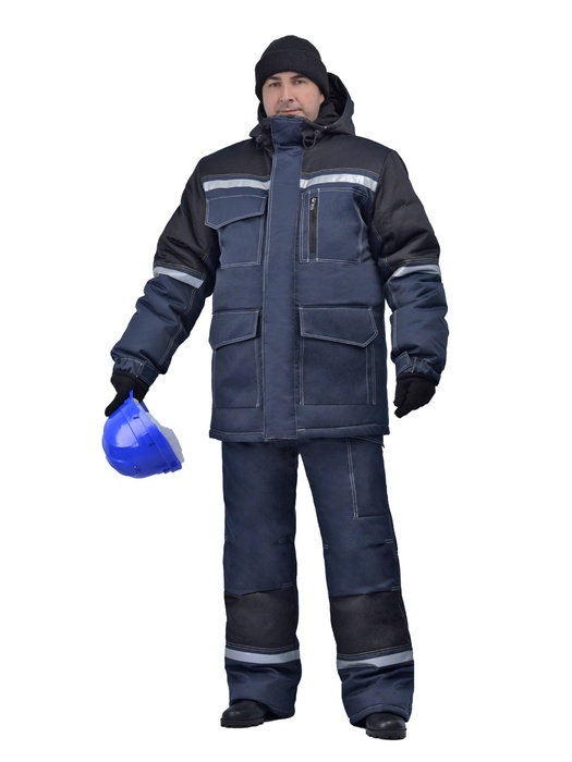 фото Зимний костюм для работы URSUS "Инженер" синий с черным (Смесовая ткань) 