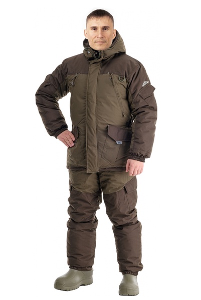 Зимний костюм для рыбалки «Скат Зима NEW» -45 (Таслан, Хаки) (Комбинезон) GRAYLING - фото 3