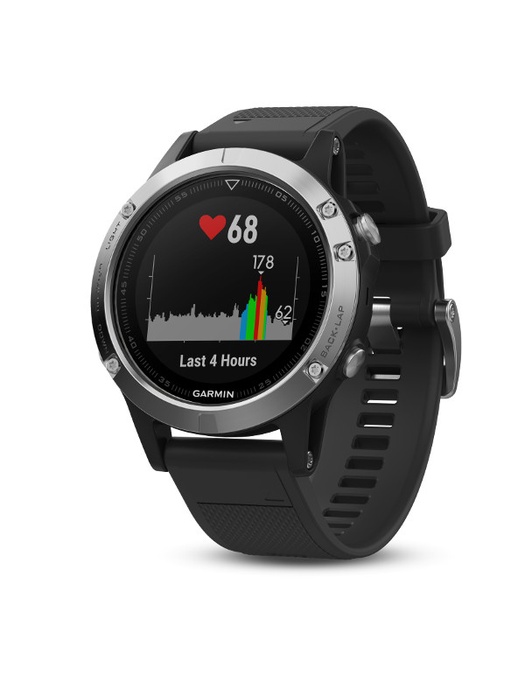 фото Garmin FENIX 5 серебристые с черным ремешком (010-01688-03)