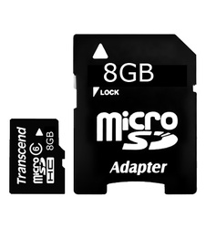 фото Карта памяти microSD(HC) 8Gb, с переходником SD