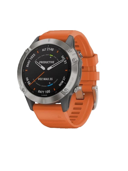 фото Garmin FENIX 6 Sapphire титановый (010-02158-14) с оранжевым ремешком
