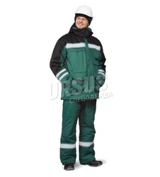 фото  Зимний костюм для работы URSUS "Зимник" т-зеленый с черным (Смесовая ткань) -25°C