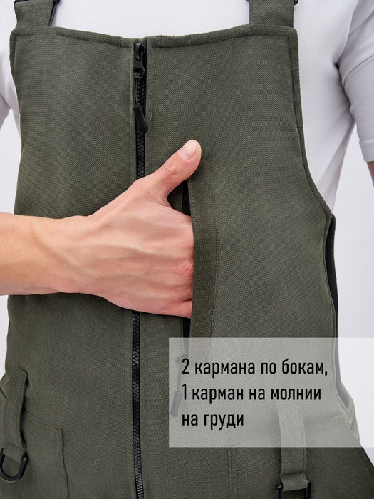 фото Полукомбинезон зимний утепленный для охоты и рыбалки KATRAN СЕВЕР -35С (исландия, хаки) без куртки