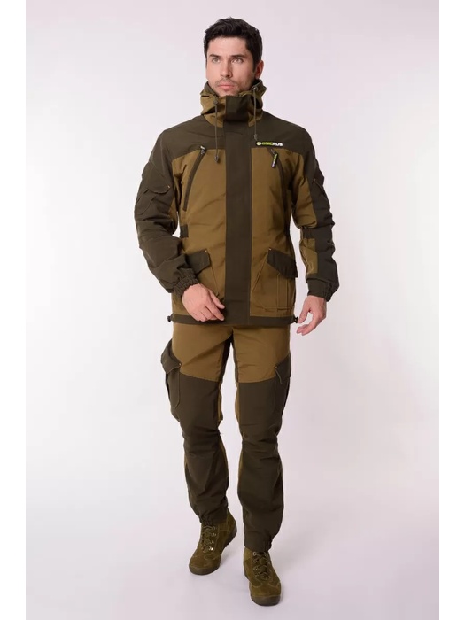 фото Демисезонный костюм для охоты и рыбалки ONERUS Горный -5 (Брезент, темный хаки) Флис подклад
