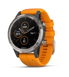 фото Garmin FENIX 5 PLUS SAPPHIRE титановый с оранжевым ремешком (010-01988-05)