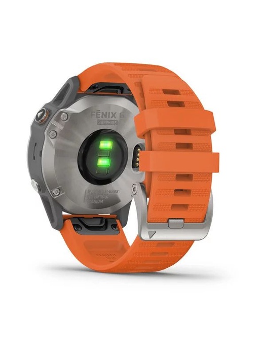 фото Garmin FENIX 6 Sapphire титановый (010-02158-14) с оранжевым ремешком