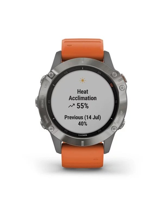 фото Garmin FENIX 6 Sapphire титановый (010-02158-14) с оранжевым ремешком