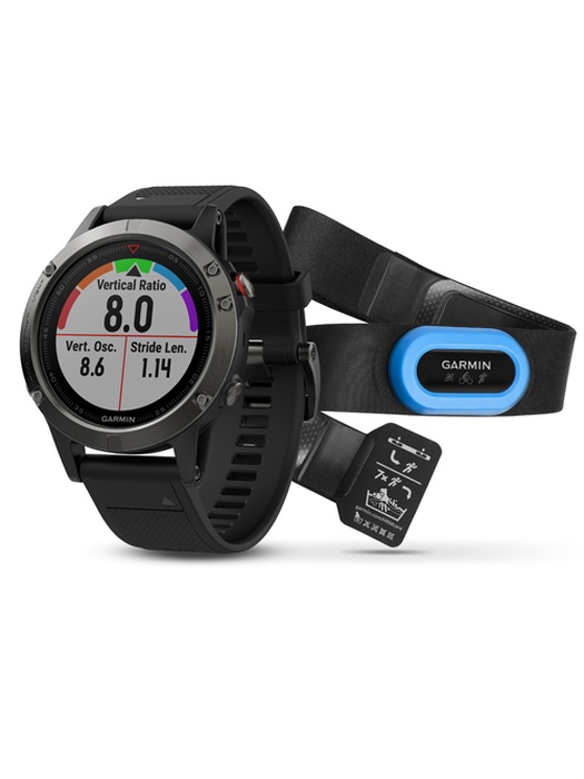 фото Garmin FENIX 5 серые с черным ремешком и HRM-Tri (010-01688-30)