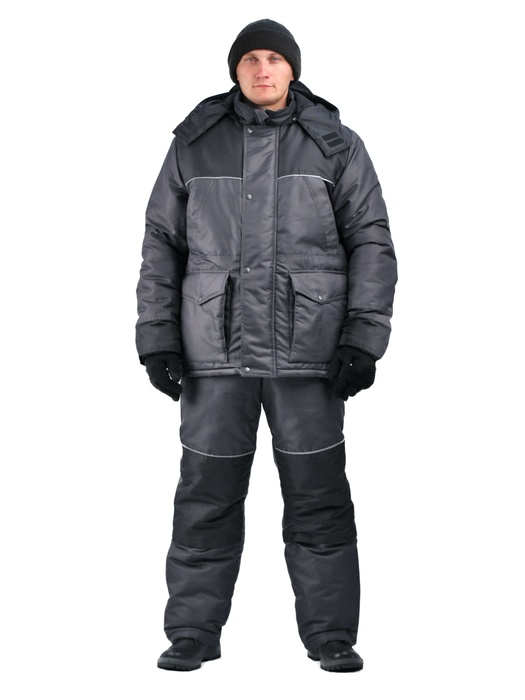 фото  Зимний костюм для работы URSUS "Восход Люкс" серый/черный (тк.плащевая POLY CLINCH) -25°C