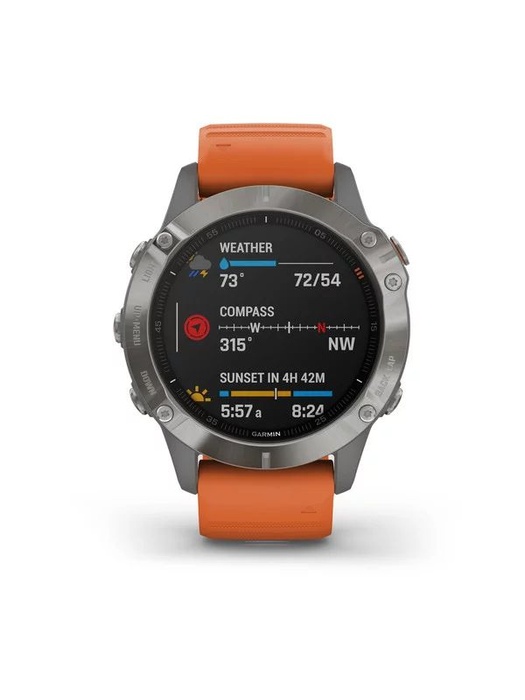 фото Garmin FENIX 6 Sapphire титановый (010-02158-14) с оранжевым ремешком