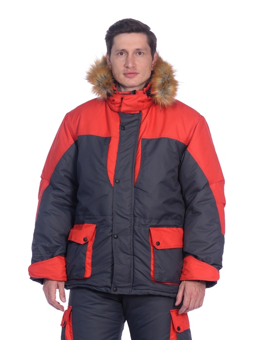 фото Зимний костюм для охоты и рыбалки ПЕЧОРА (Оксланд, серый-красный) Huntsman