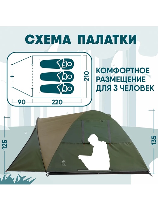 фото Палатка трёхместная JUNGLE CAMP Vermont 3