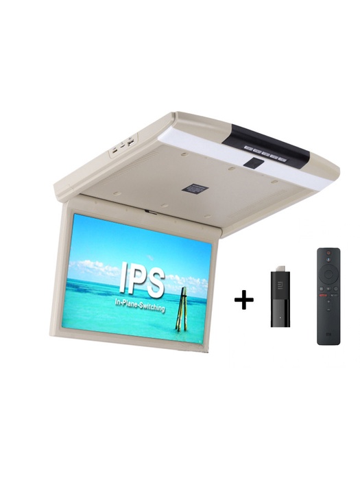 фото Потолочный монитор с андроид приставкой 17.3" ERGO ER17SA IPS (XIAOMI MI TV STICK) бежевый