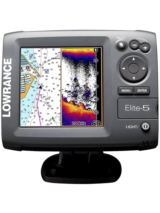 фото Lowrance Elite-5 с датчиком для зимней рыбалки (подледного лова)