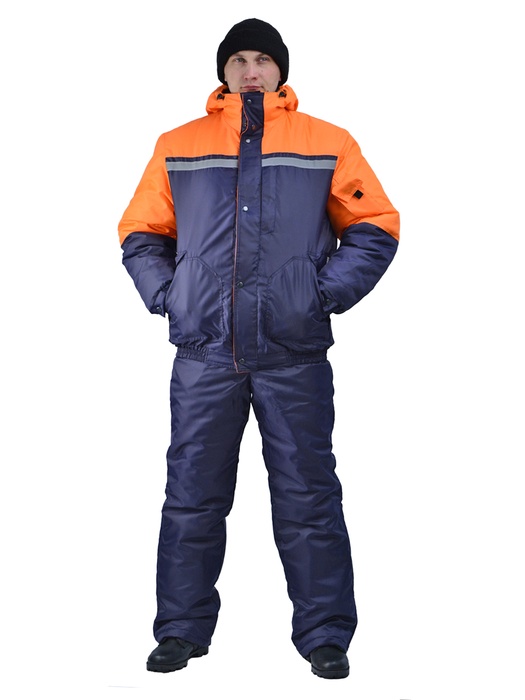 фото  Зимний костюм для работы URSUS "Стим" т-синий с оранжевым (Оксфорд)