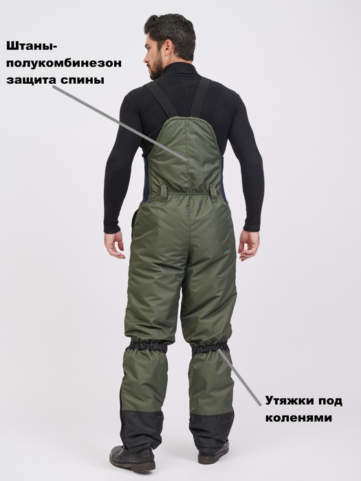 фото Зимний полукомбинезон/штаны для рыбалки KATRAN АЙСБЕРГ -35°С (Таслан, хаки)