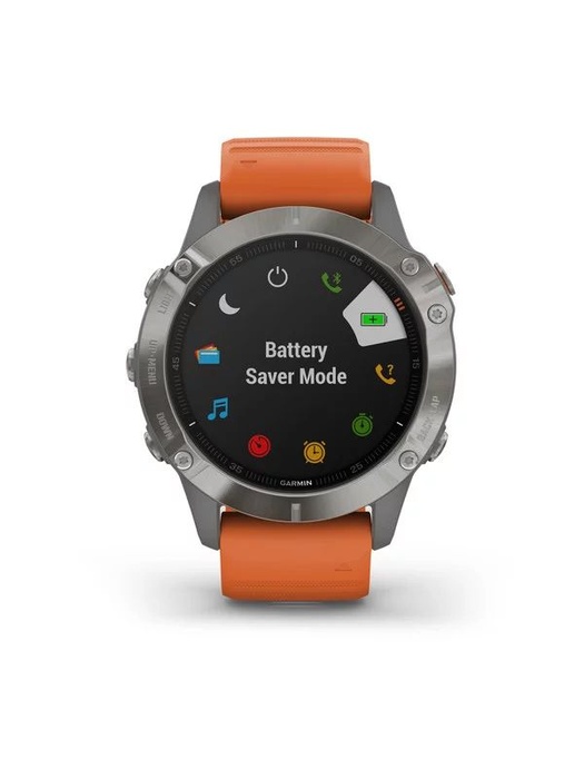 фото Garmin FENIX 6 Sapphire титановый (010-02158-14) с оранжевым ремешком