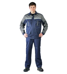 фото Костюм мужской "Оптимальный" летний с брюками т.синий/серый  