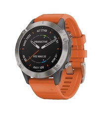 фото Garmin FENIX 6 Sapphire титановый (010-02158-14) с оранжевым ремешком