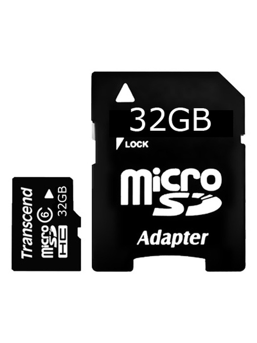 фото Карта памяти microSD (10класс) 32Gb, с переходником SD для VD 8000