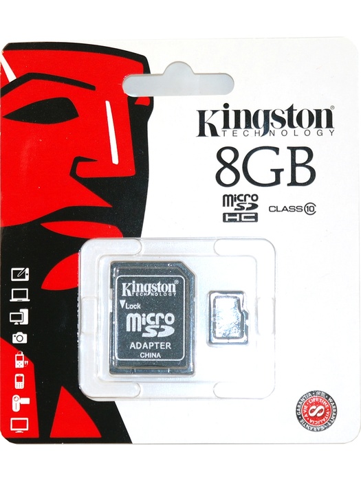 фото Карта памяти Kingston 8Gb (HC), с переходником SD